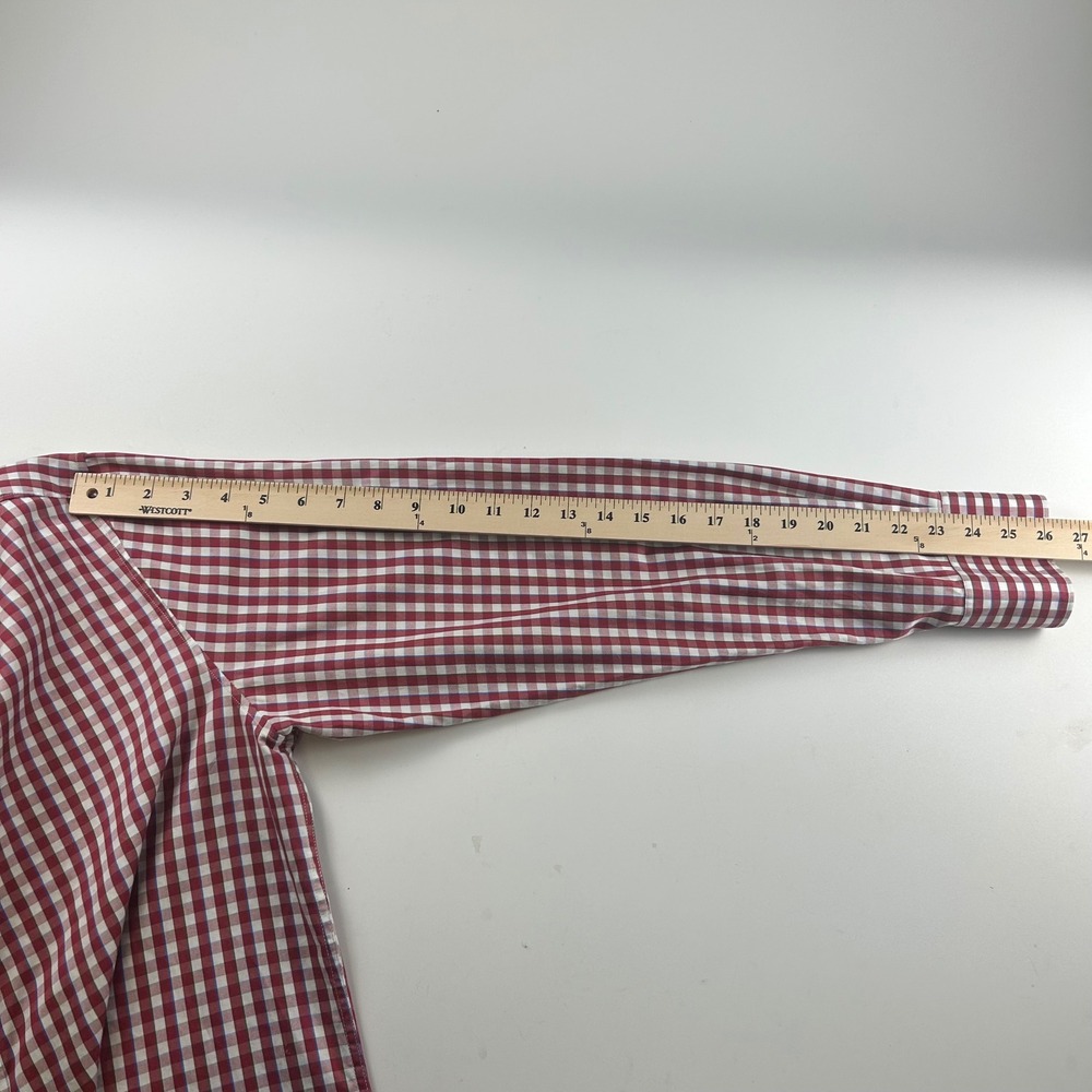Robert Graham Men's M Tailored Fit Gingham Check Button Down Shirt Red White - Picture 9 of 12